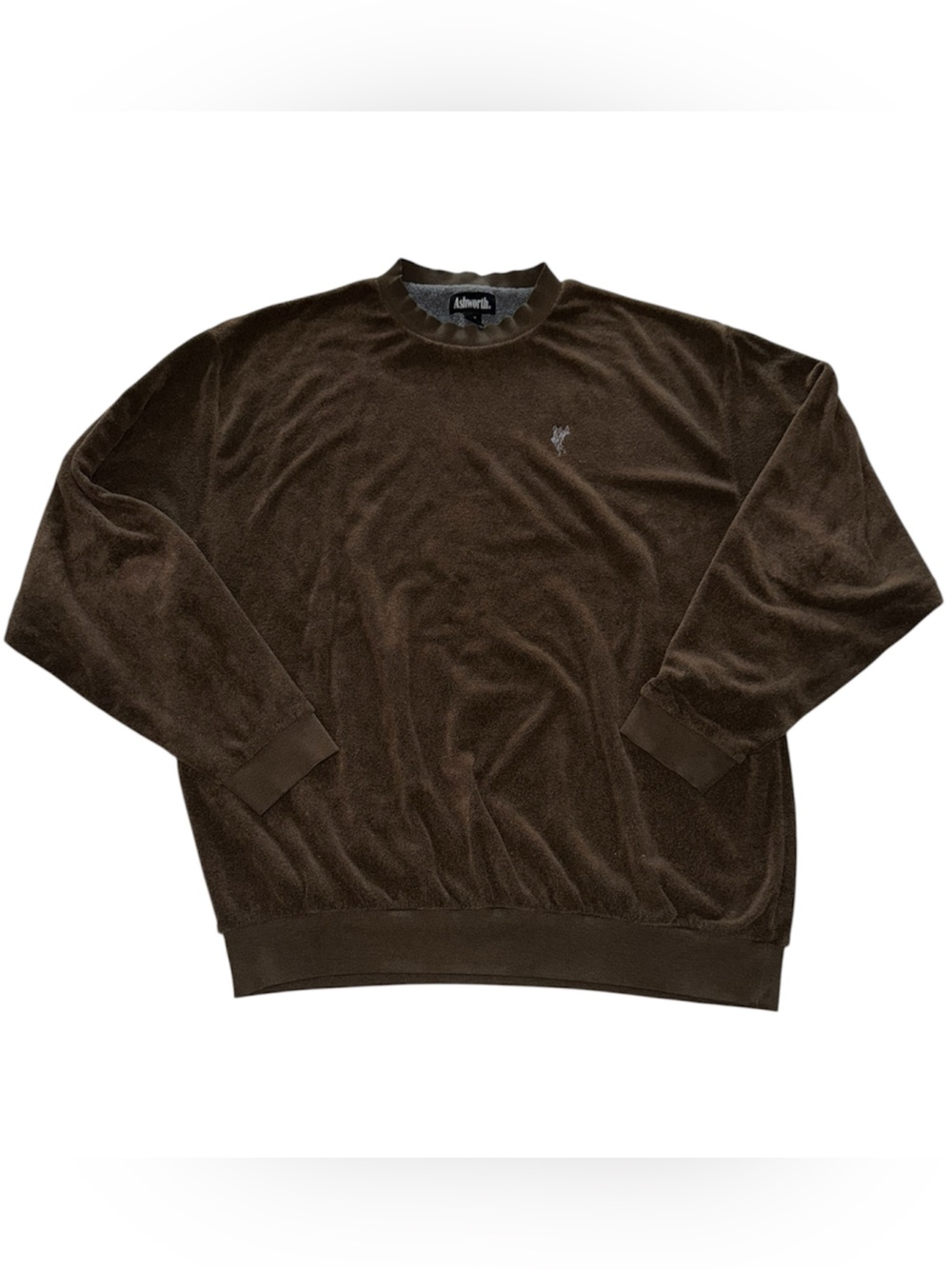 Ashworth Brown Terry Cloth Crewneck Sweatshirt XL